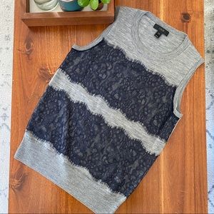 J Crew merino wool tank sweater with lace